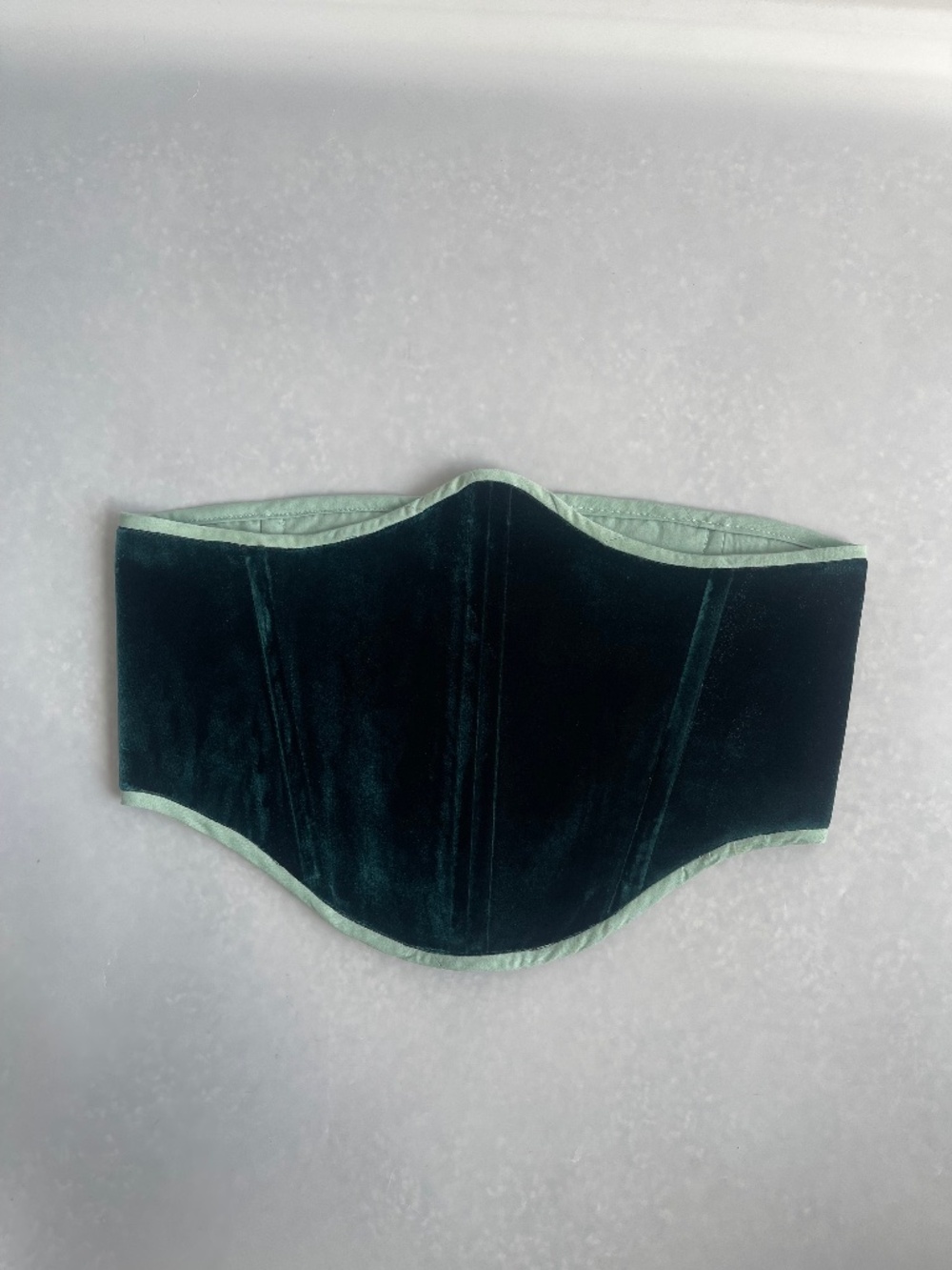 Handmade Emerald Green Velvet Underbust Corset Waist Cincher M OOAK